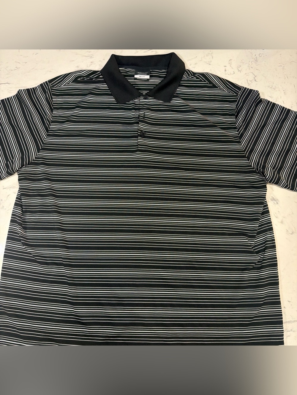 Nike Golf Polo Shirt Mens XL Black White Striped Dri-FIT Performance Golf Top